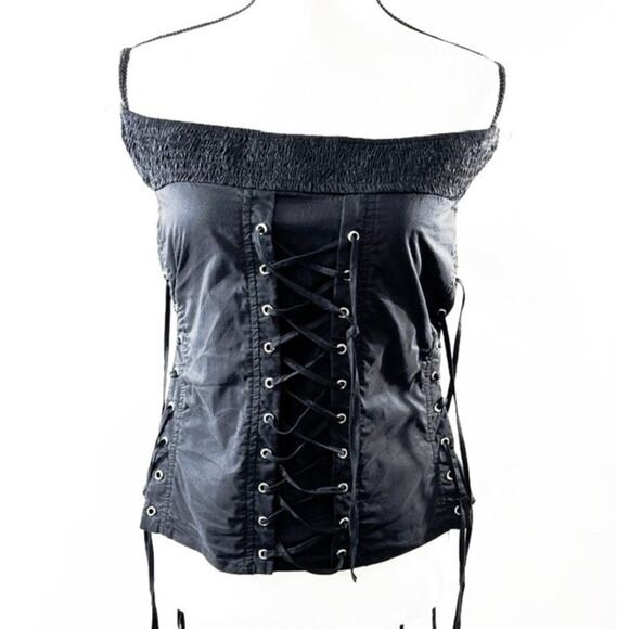Forever 21+ Plus Black Corset Style Lace Up Top - Size 3X - Picture 2 of 9